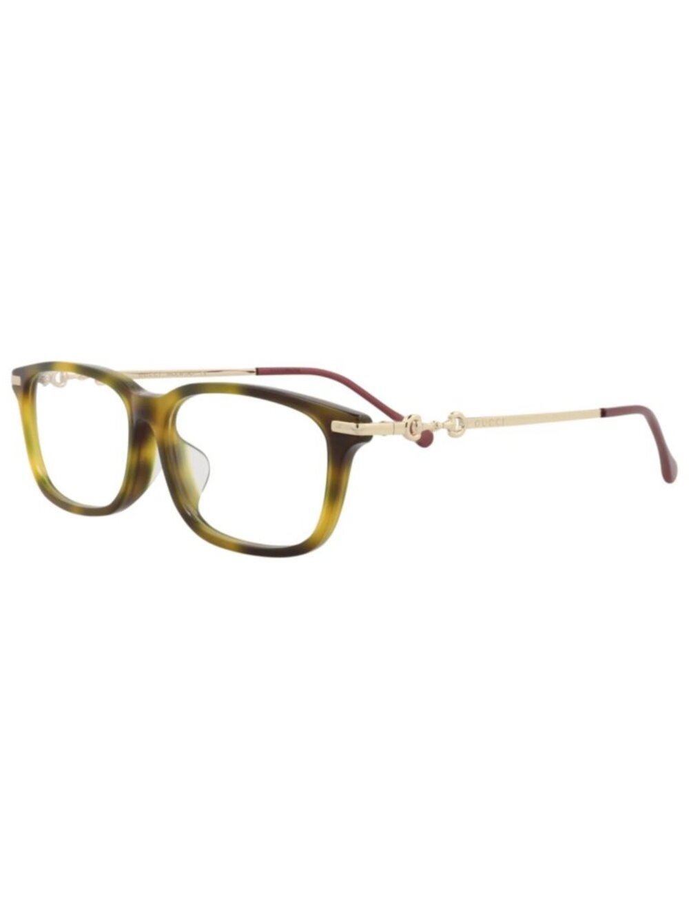 New Gucci Women's Eyeglasses Square Rectangle Acetate Frame Havana Gold